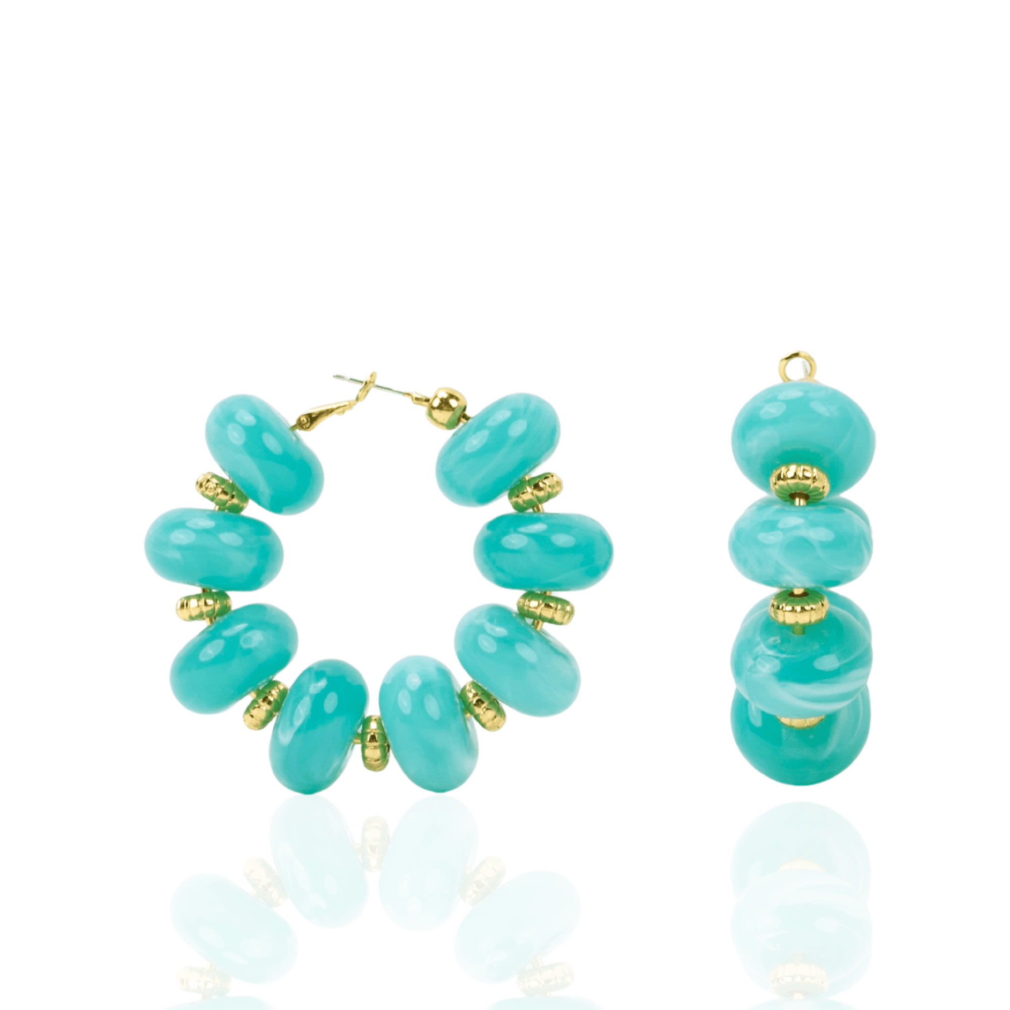Kamaria Coconut Hoops - Riviera Teal,Earrings, Sassy Jones,