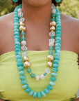 Kamaria Detachable Coconut Dress Chain - Riviera Teal,Necklaces, Sassy Jones,