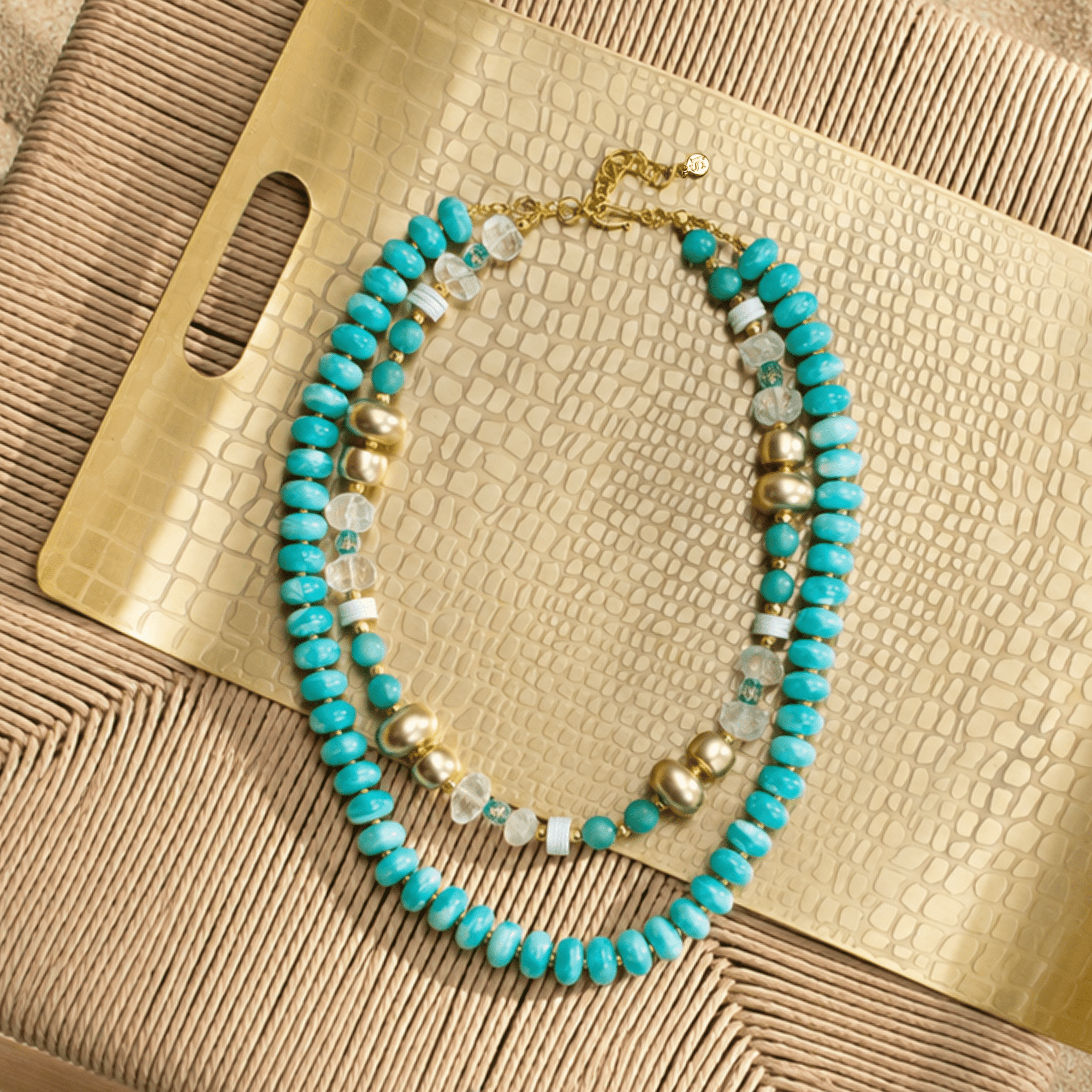 Kamaria Detachable Coconut Dress Chain - Riviera Teal,Necklaces, Sassy Jones,