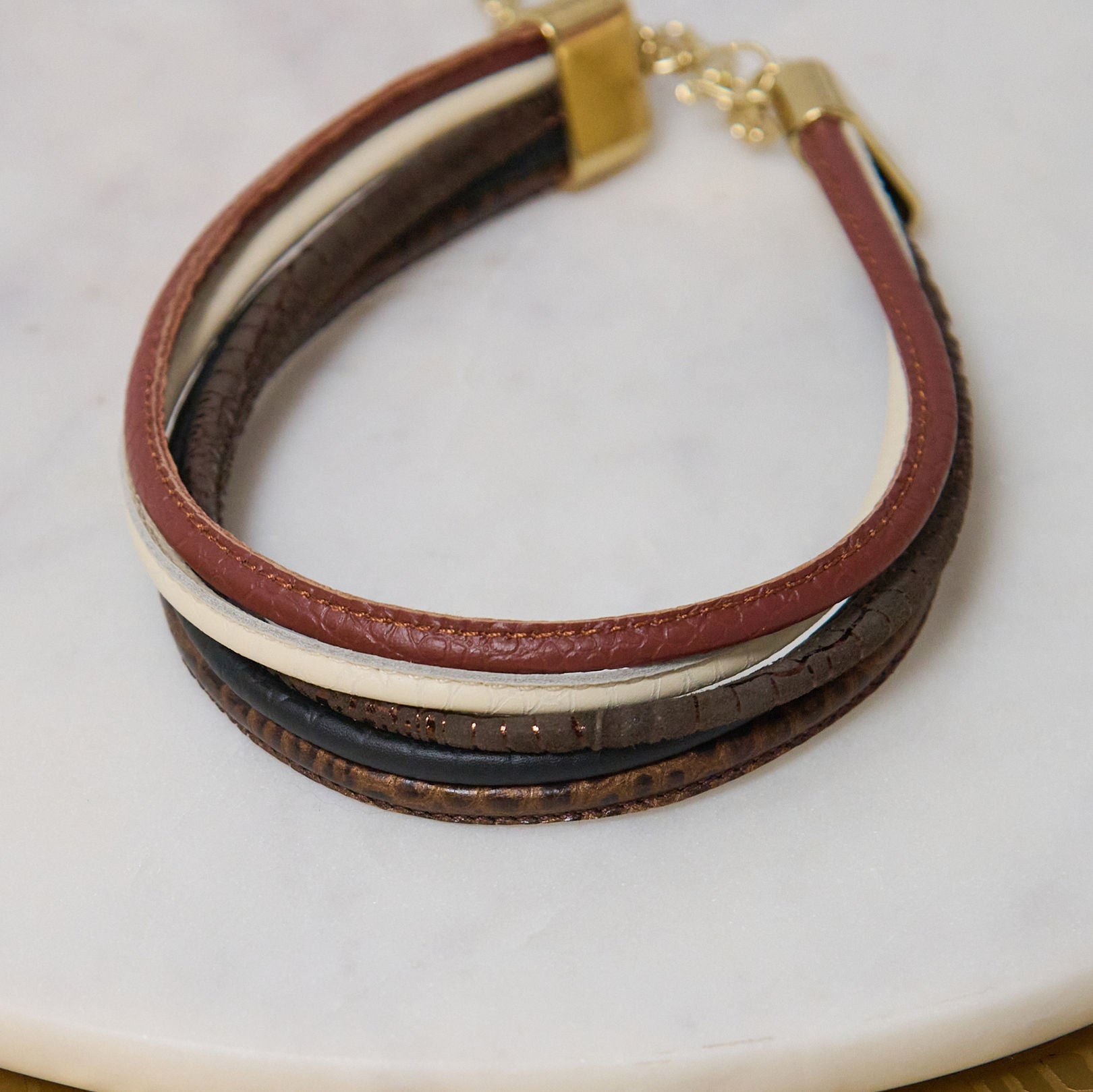 Karma Buffalo Leather Choker - Nature Crocodile / Snake,Necklaces, Sassy Jones,