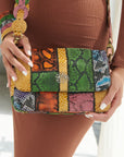 Karma Buffalo Leather Patchwork Crossbody - Wild Snakeskin,Handbags, Sassy Jones,