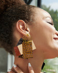 Karma Buffalo Leather Statement Earrings - Nature Crocodile / Snake,Earrings, Sassy Jones,