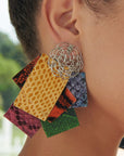 Karma Buffalo Leather Statement Earrings - Wild Snakeskin,Earrings, Sassy Jones,