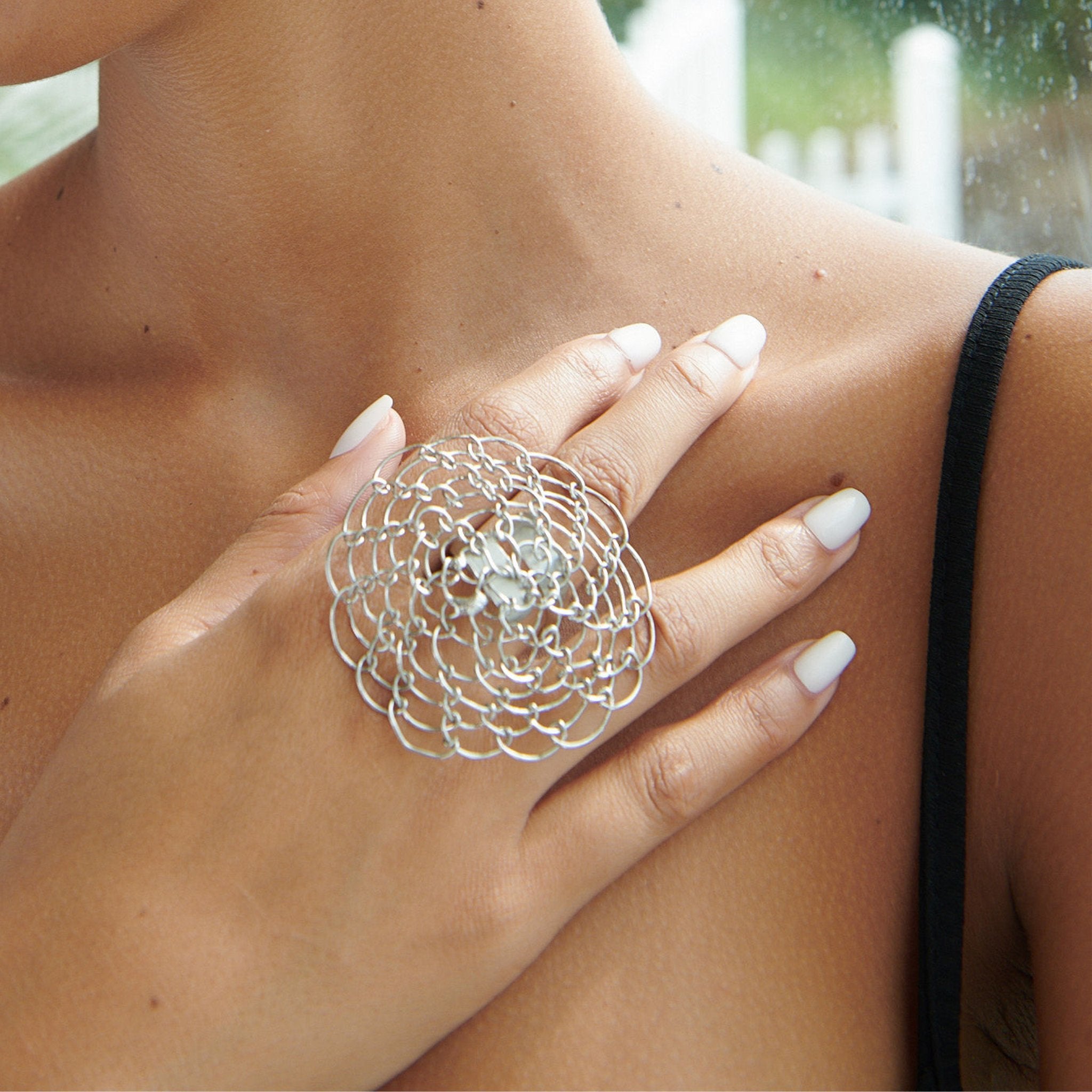 Karma Statement Cocktail Ring - Silver,Rings, Sassy Jones,