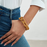 Kerri Bracelet - Gold - Sassy Jones | -Interlocking chain links -Inlaid with golden Colorado topaz crystals -Matte gold metal hardware -2-inch extender and easy hook closure