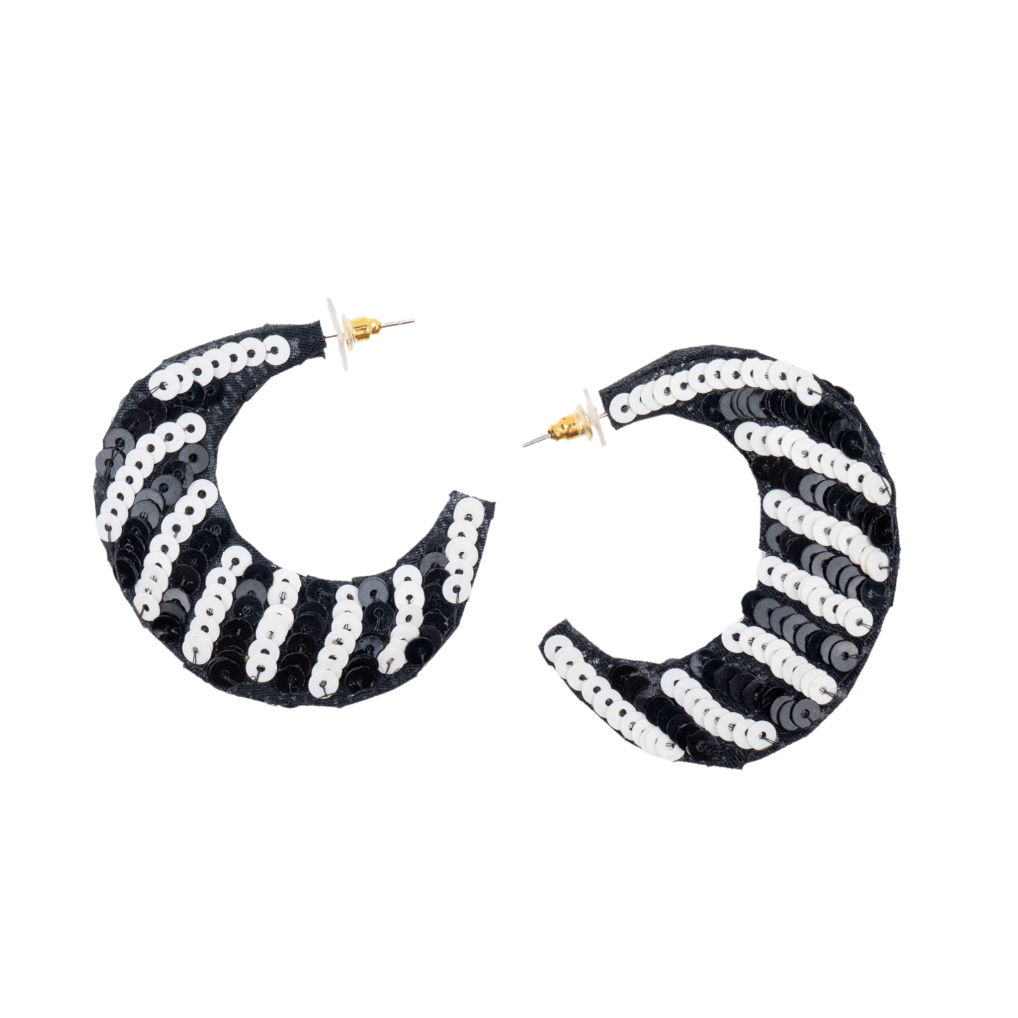 Kiki B/W Sequin Hoops,Earrings, Sassy Jones,