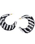 Kiki B/W Sequin Hoops,Earrings, Sassy Jones,