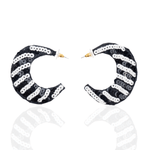 Kiki B/W Sequin Hoops,Earrings, Sassy Jones,