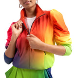 Bahama Bright jogger jacket Kristyn jogger jacket Sunset color jogger jacket Multicolor jogger jacket Bright hue jacket Gradient color jacket Sassy Jones jacket Vibrant jogger jacket Statement jogger jacket Fashion jogger jacket