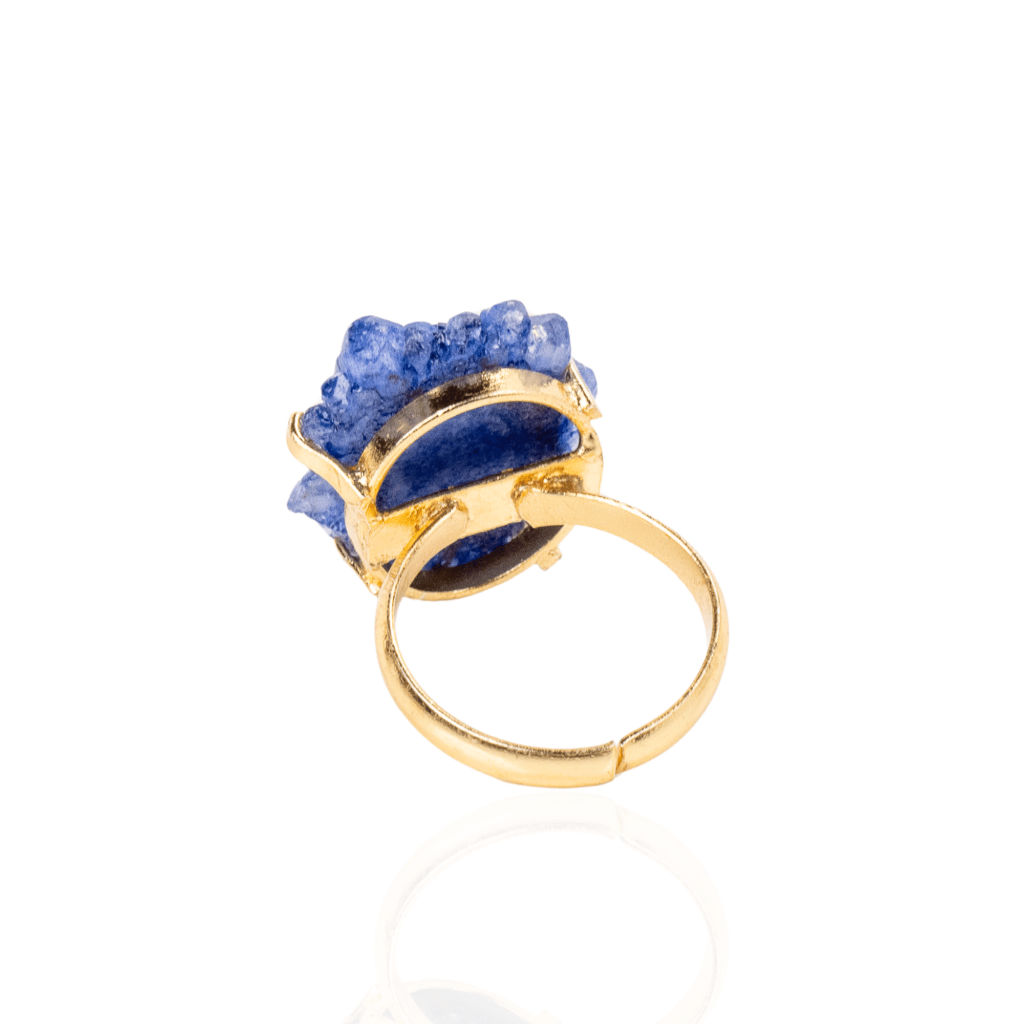 Lexi Druzy Adjustable Ring - Blue,Rings, Sassy Jones,