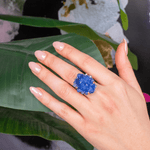 Lexi Druzy Adjustable Ring - Blue,Rings, Sassy Jones,