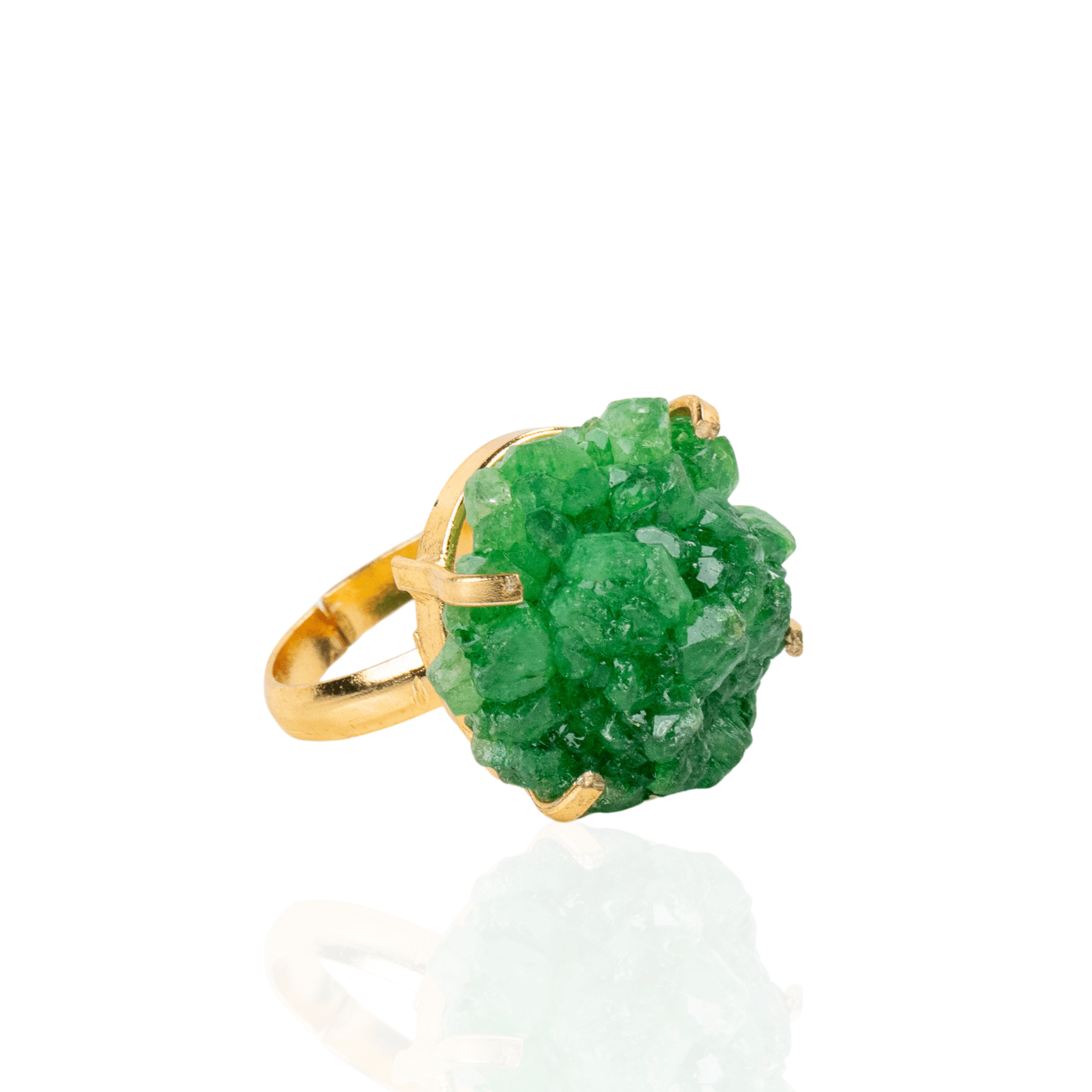 Lexi Druzy Adjustable Ring - Green,Rings, Sassy Jones,