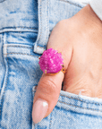 Lexi Druzy Adjustable Ring - Pink,Rings, Sassy Jones,