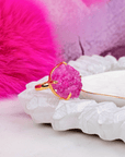 Lexi Druzy Adjustable Ring - Pink,Rings, Sassy Jones,