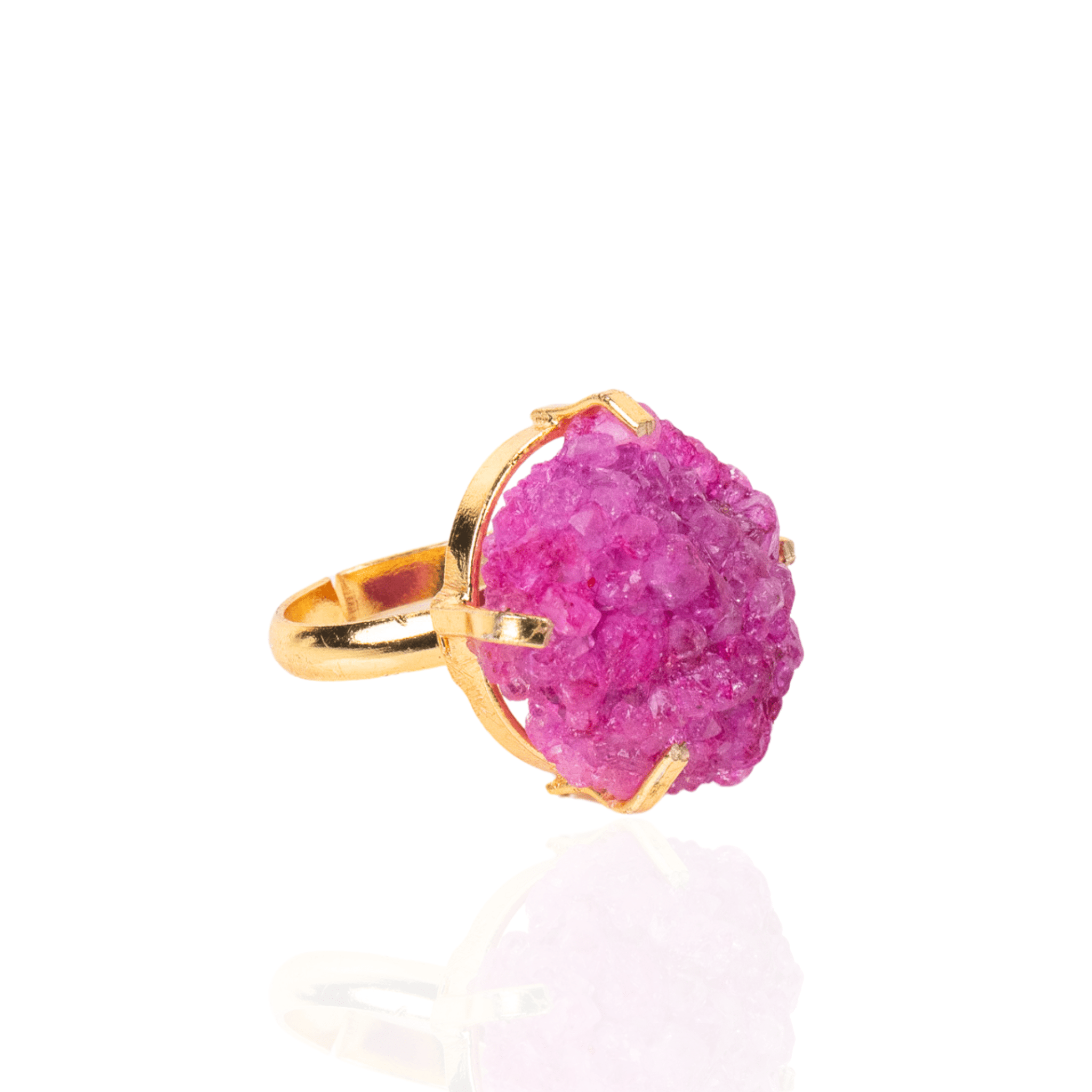 Lexi Druzy Adjustable Ring - Pink,Rings, Sassy Jones,