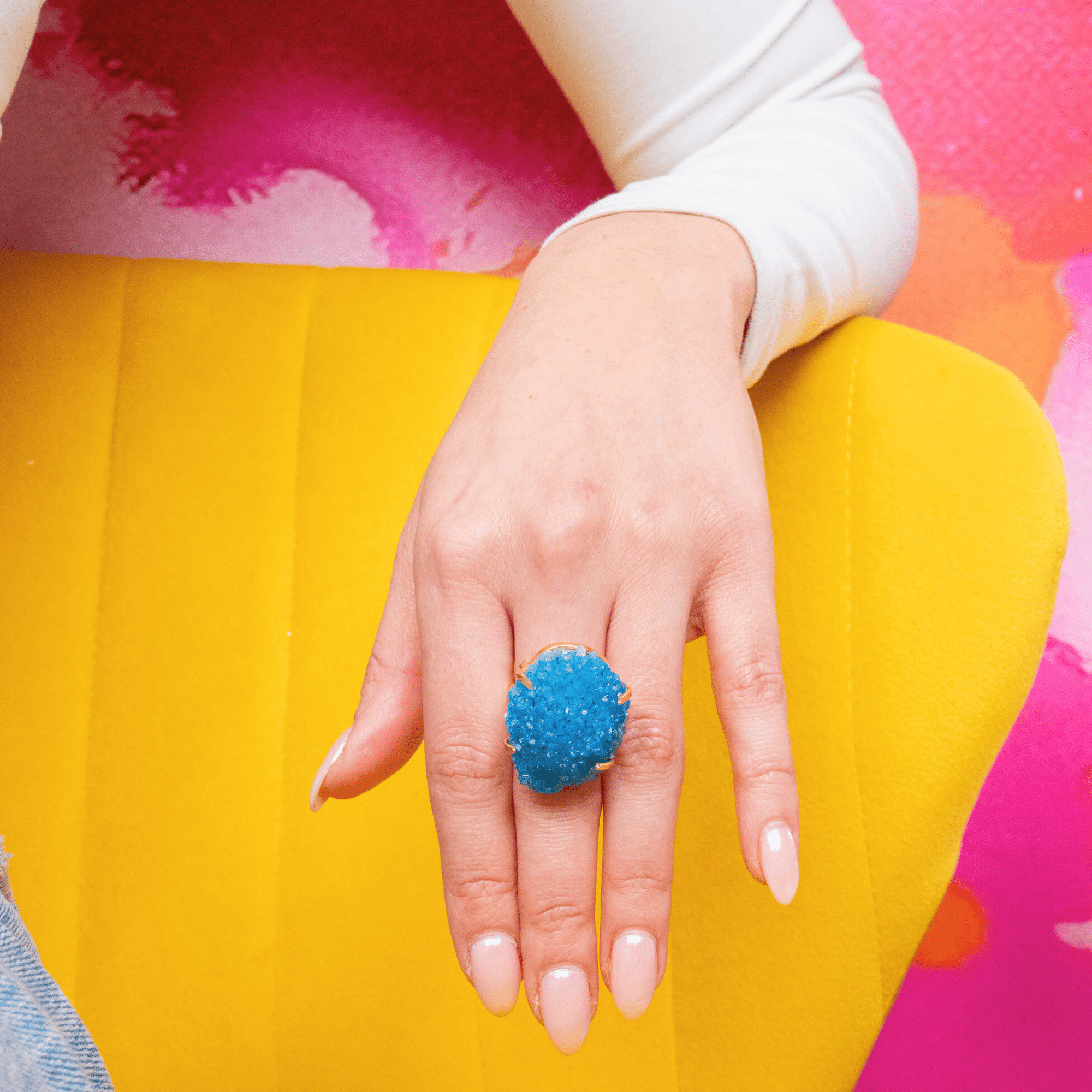 Lexi Druzy Adjustable Ring - Turquoise,Rings, Sassy Jones,