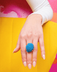 Lexi Druzy Adjustable Ring - Turquoise,Rings, Sassy Jones,