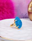 Lexi Druzy Adjustable Ring - Turquoise,Rings, Sassy Jones,