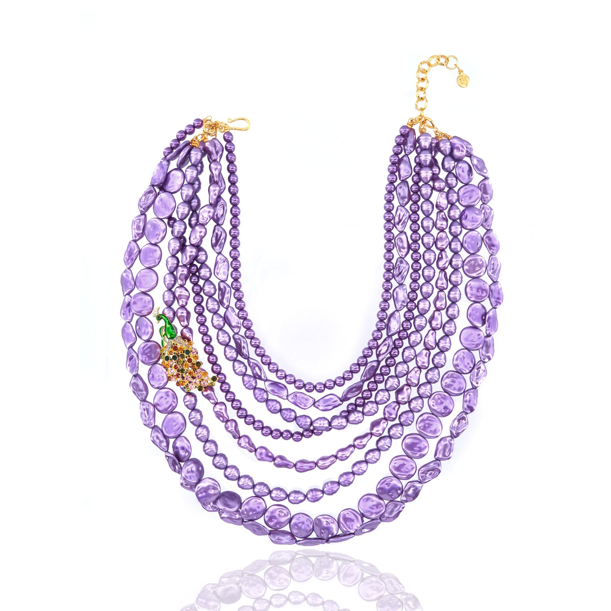 Sassy Jones - Lola Peacock Necklace Peacock Purple Jewelry Lola Jewelry Collection Purple Gemstones Purple Crystal Jewelry Peacock-Themed Accessories Designer Purple Jewelry