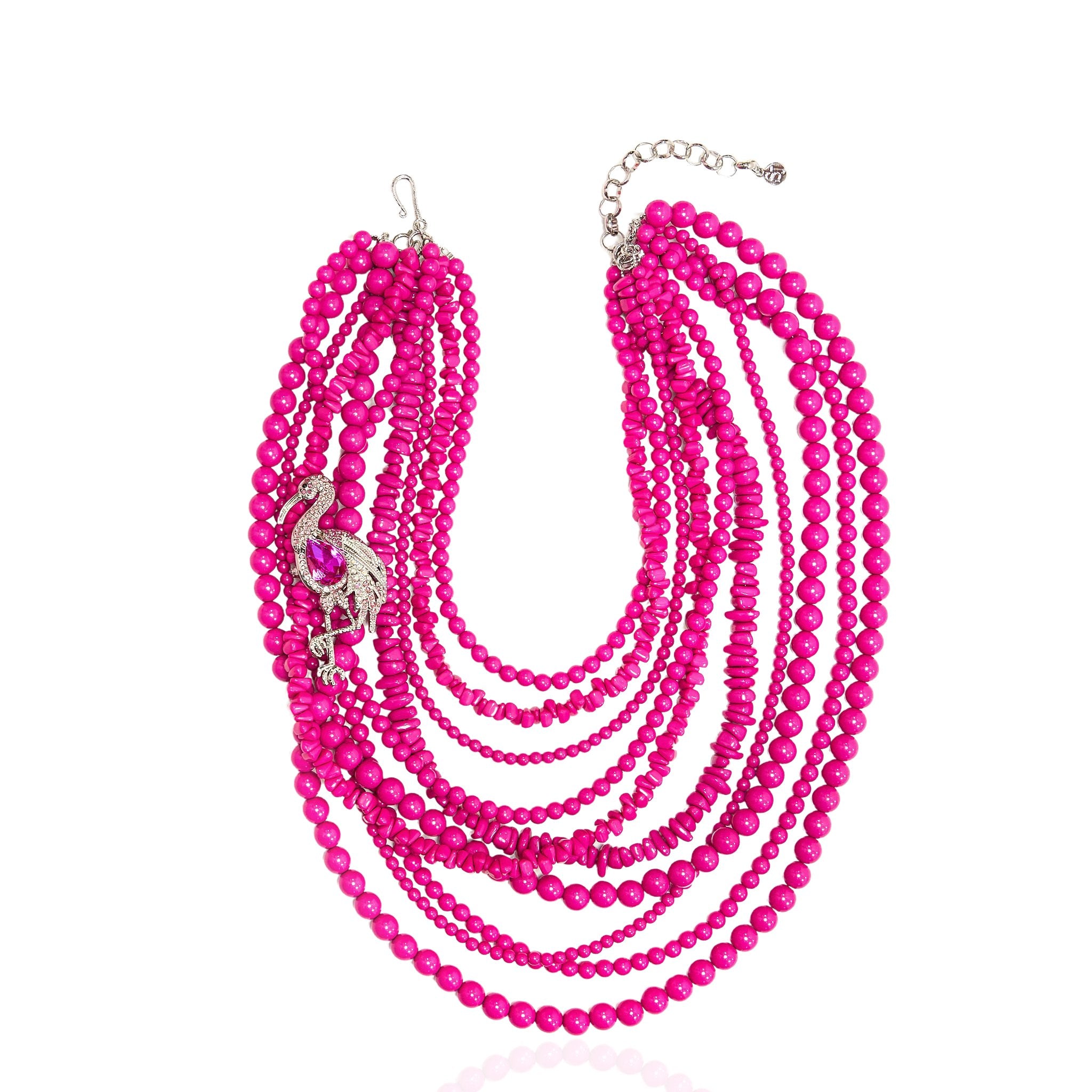 Lola Chain - Flamboyant Flamingo (Detachable Layers) - Sassy Jones beaded jewelry, handcrafted necklaces, vibrant colors, intricate designs, timeless elegance, glass beads, gemstones, natural elements, sophistication, special occasions, casual wear, thoughtful gifts, artistry, fashion, Handcrafted jewelry, Playful design