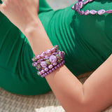 Lola Stretch Bracelet Stack - Purple/Mystic Topaz Crystal