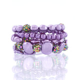 Lola Stretch Bracelet Stack - Purple/Mystic Topaz Crystal