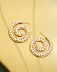 Lora Pearl Spiral Hoops,Earrings, Sassy Jones,