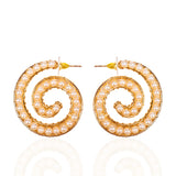 Lora Pearl Spiral Hoops,Earrings, Sassy Jones,