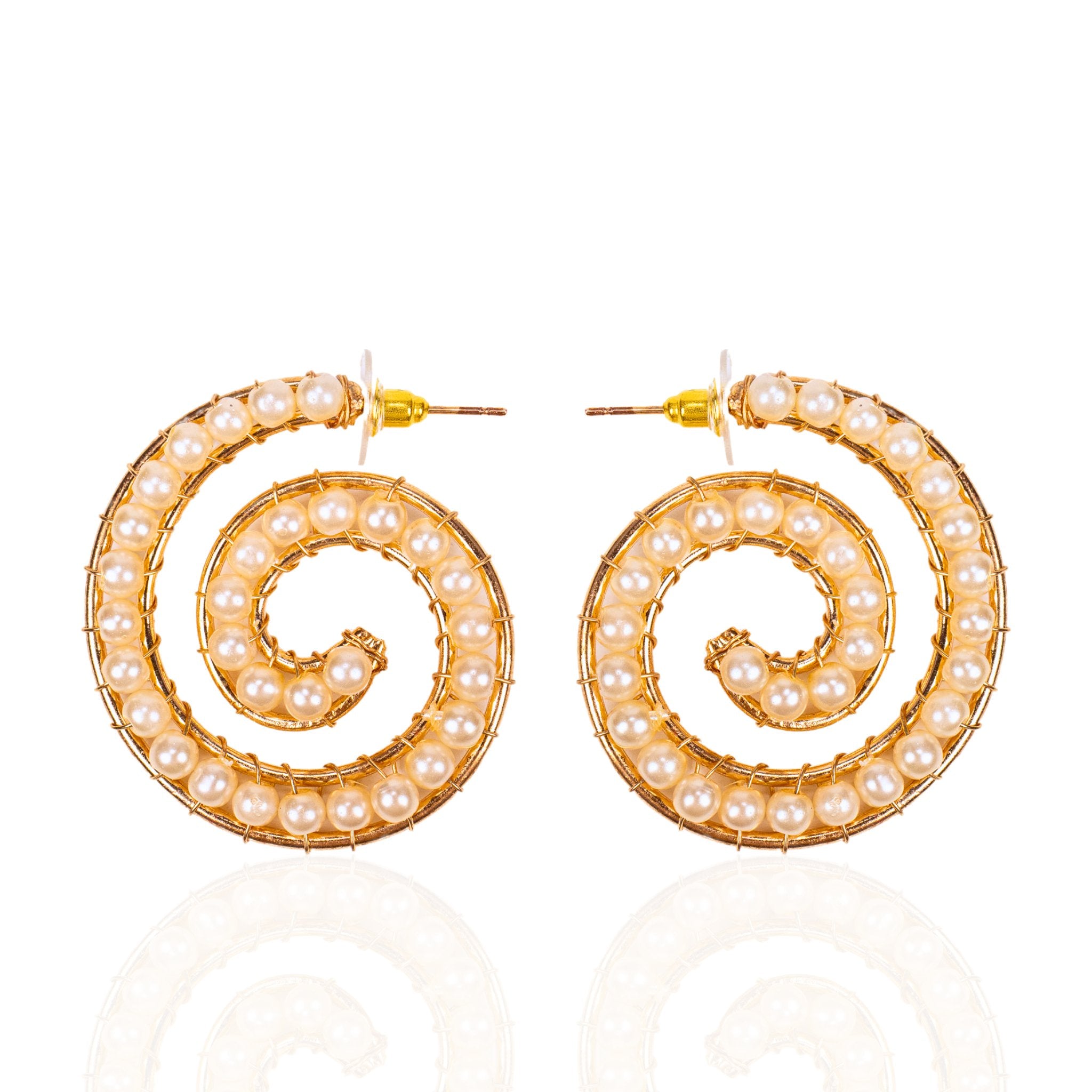 Lora Pearl Spiral Hoops,Earrings, Sassy Jones,