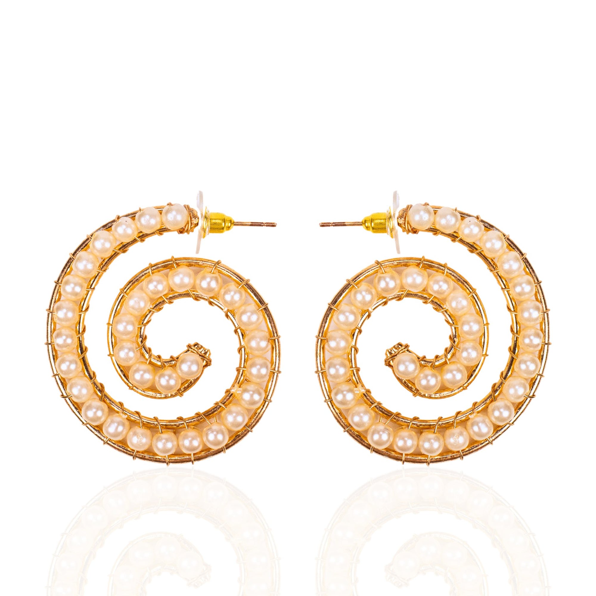 Lora Pearl Spiral Hoops,Earrings, Sassy Jones,