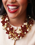 Lovebug 18k Brooch Bib - Crimson/Cream,Necklaces, Sassy Jones,