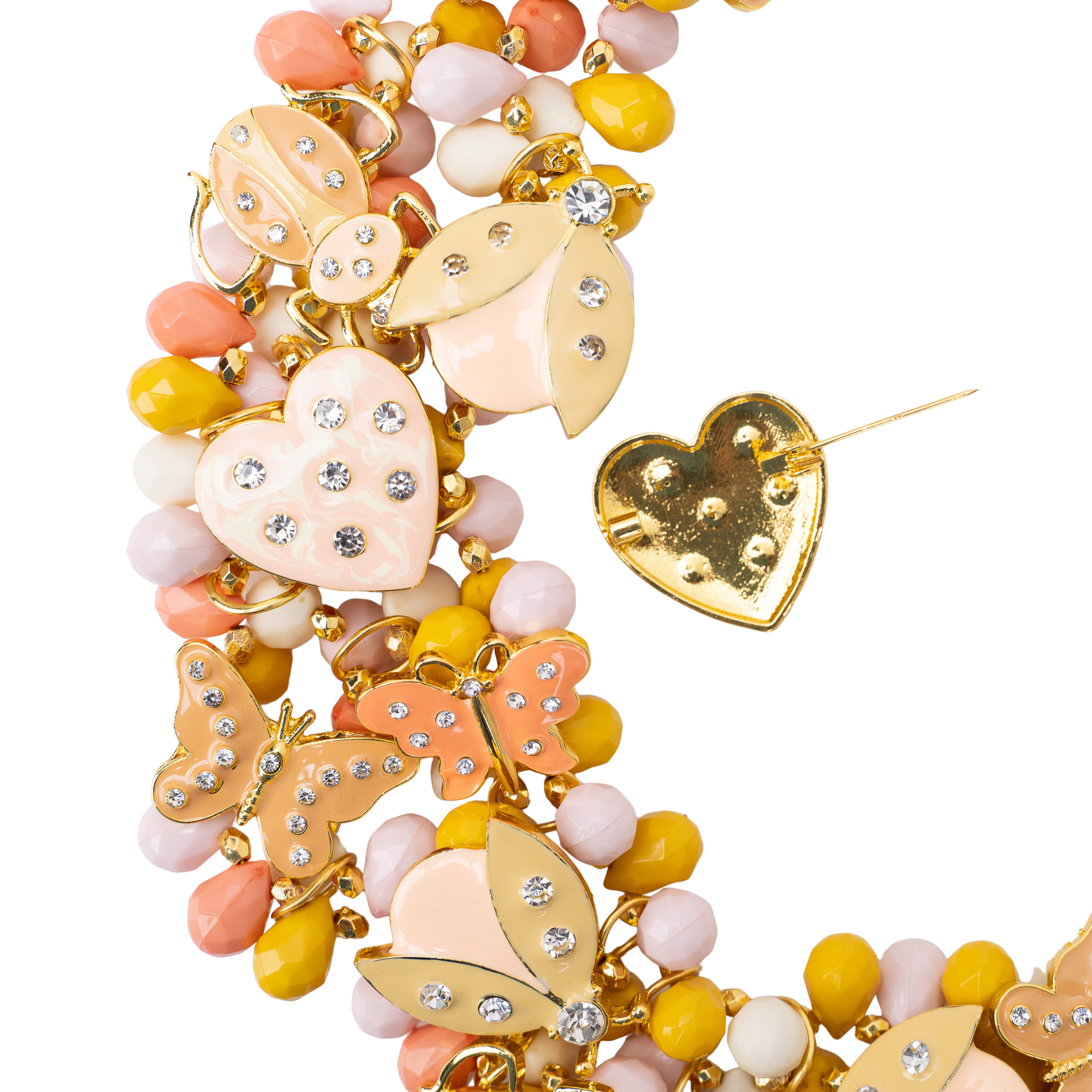 Lovebug 18k Brooch Bib - Peaches/Cream,Necklaces, Sassy Jones,