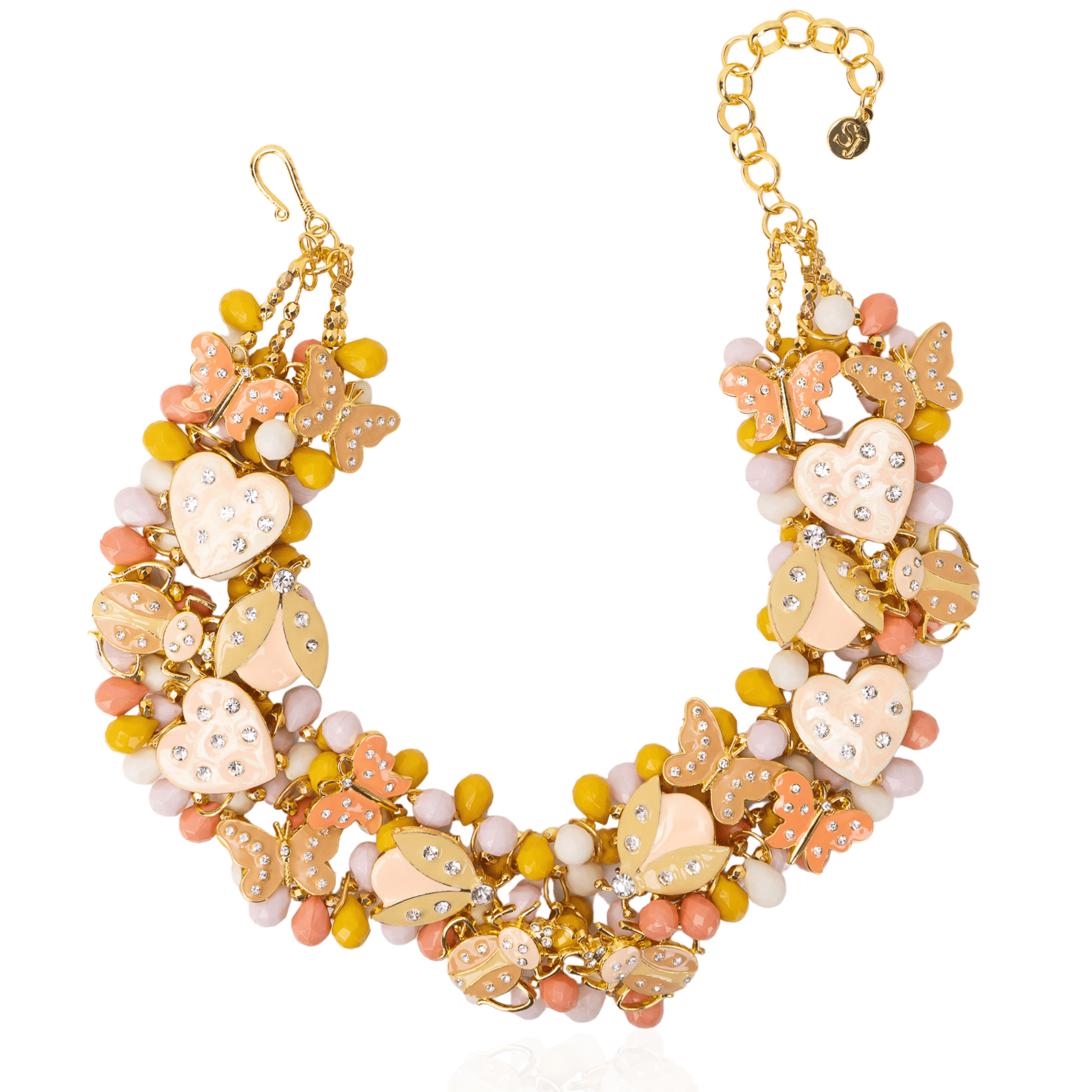 Lovebug 18k Brooch Bib - Peaches/Cream,Necklaces, Sassy Jones,