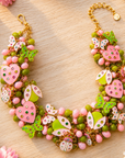 Lovebug 18k Brooch Bib - Pink/Green,Necklaces, Sassy Jones,