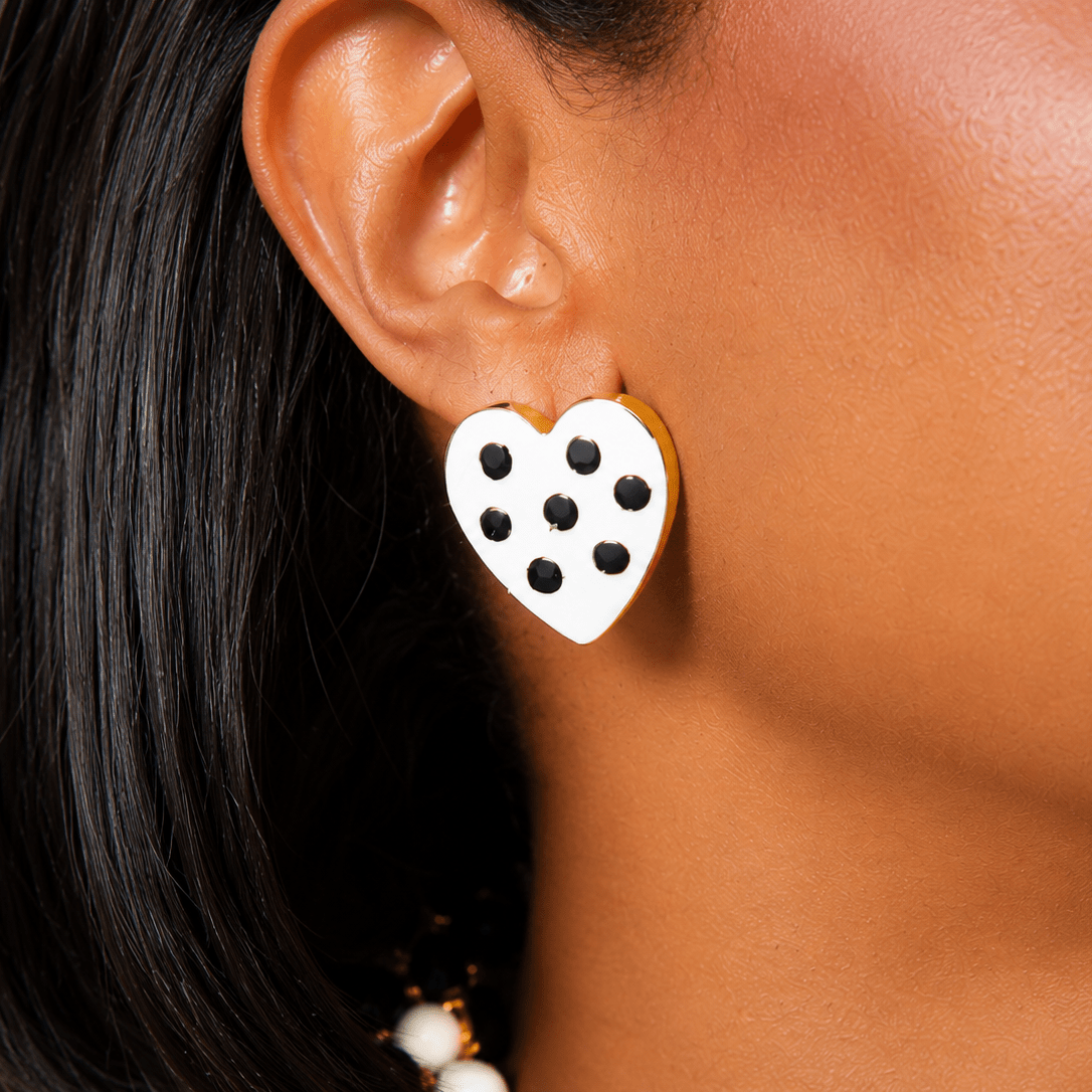 Lovebug 18k Studs - Black/White,Earrings, Sassy Jones,