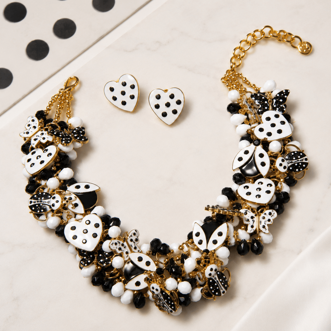Lovebug 18k Studs - Black/White,Earrings, Sassy Jones,