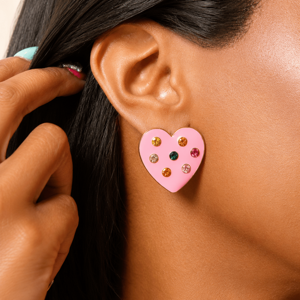 Lovebug 18k Studs Pink Green