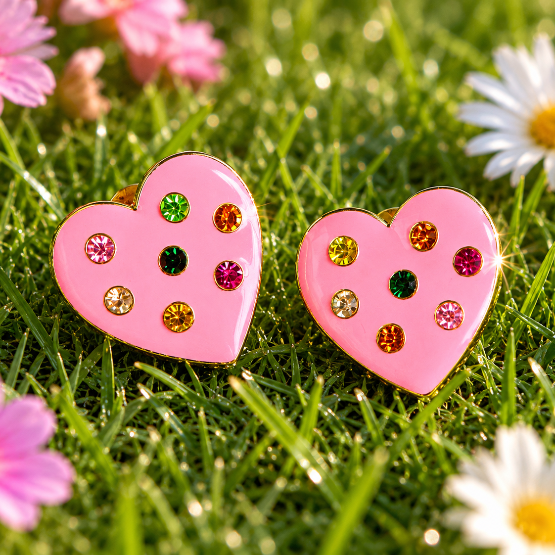 Lovebug 18k Studs - Pink/Green,Earrings, Sassy Jones,