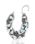 Lovebug Greige Jewelry Unique Beaded Necklace Grey Statement Necklace Heart Shaped Earrings Fashionable Greige Jewelry Designer Lovebug Necklace Trendy Grey Accessories Artistic Statement Jewelry Beaded Lovebug Jewelry Set Elegant Grey Fashion Jewelry High Fashion Beaded Necklace