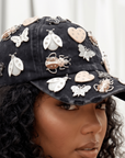 Lovebug Denim Dream Brooch Ballcap - Black,Hat, Sassy Jones,
