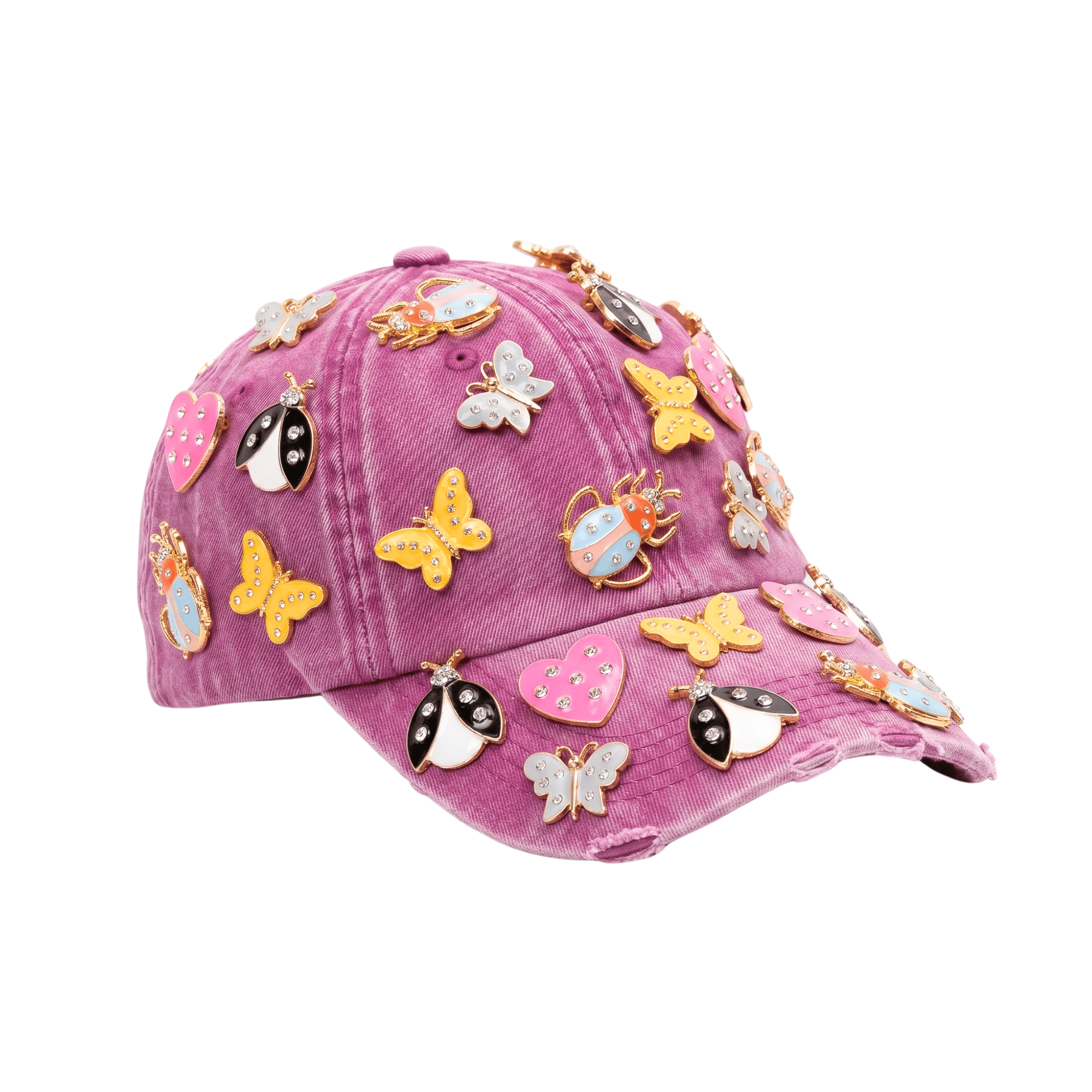 Lovebug Denim Dream Brooch Ballcap - Pink,Hat, Sassy Jones,
