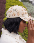 Lovebug Denim Dream Brooch Ballcap - Tan,Hat, Sassy Jones,