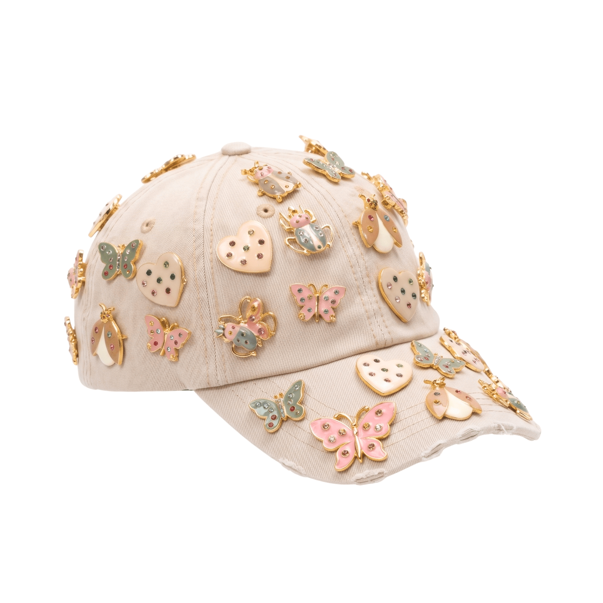 Lovebug Denim Dream Brooch Ballcap - Tan,Hat, Sassy Jones,