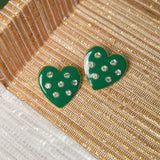 Lovebug Studs - Grass Green - Sassy Jones beaded jewelry, handcrafted, vibrant colors, intricate designs, timeless elegance, elegant earrings, glass beads, gemstones, natural elements, sophistication, special occasions, casual wear, thoughtful gifts, artistry, fashion, Handcrafted jewelry, Playful design, Elegant craftsmanship, Fashion accessory, birthday jewelry, wedding jewelry, bridal jewelry