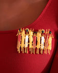 Maasai Brooch - Gold,Brooch, Sassy Jones, gold brooch tribal