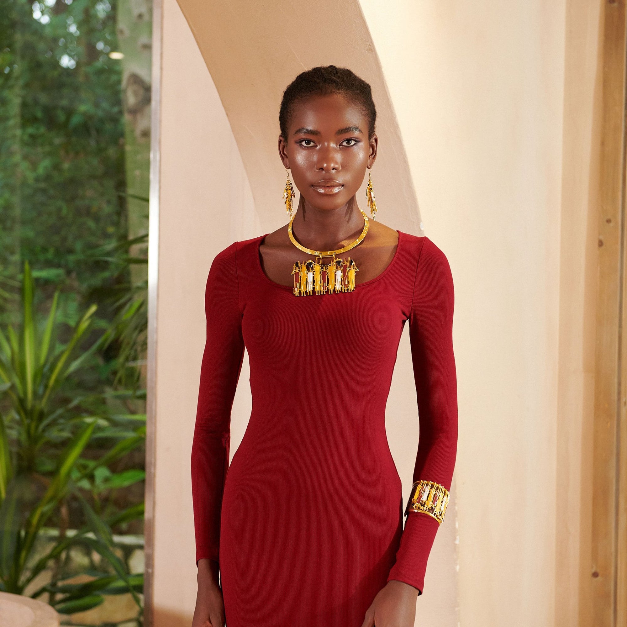 Maasai Sherrie Choker - Gold,Necklaces, Sassy Jones, gold necklace