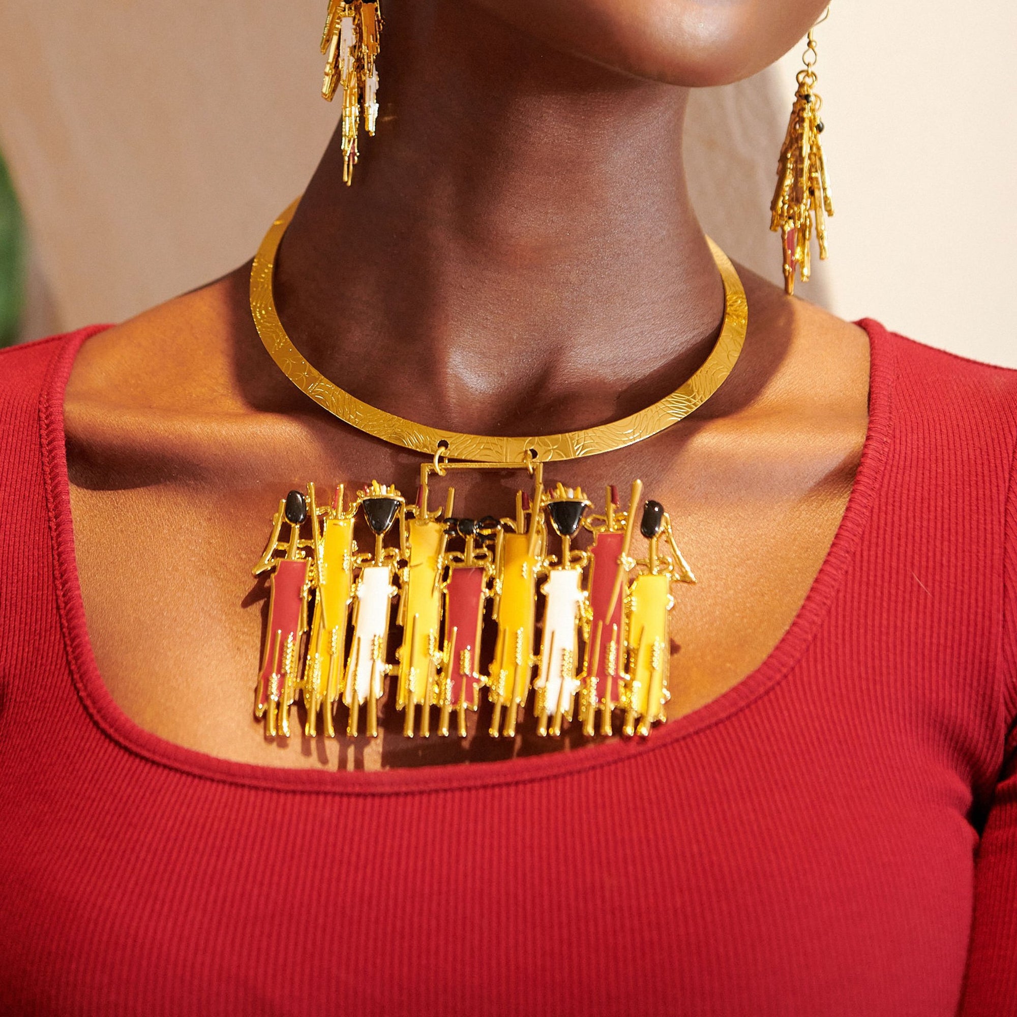 Maasai Sherrie Choker - Gold,Necklaces, Sassy Jones, gold necklace