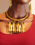 Maasai Sherrie Choker - Gold,Necklaces, Sassy Jones, gold necklace