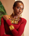 Maasai Sherrie Cuff - Gold,Bracelets, Sassy Jones, gold cuff, adjustable cuff