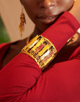 Maasai Sherrie Cuff - Gold,Bracelets, Sassy Jones, gold cuff, adjustable cuff